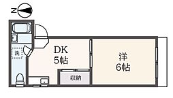 マンション暁 4階1DKの間取り