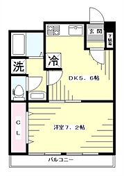第2飯島ハイツ 1階1DKの間取り