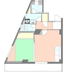 文栄マンション 2階1LDKの間取り