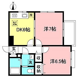 ブランドール 2DKの間取図画像