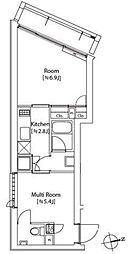 カスタリア祐天寺 1SKの間取図画像