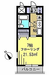 ベルヴィレッチ 1Kの間取図画像