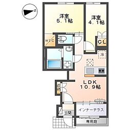 シャインテラス・アベニール 2LDKの間取図画像