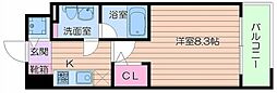 プラウドフラット新大阪 1Kの間取図画像