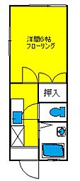 コーポ邦No.2 1Kの間取図画像