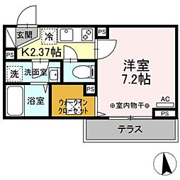 ルリアン八広 1階1Kの間取り