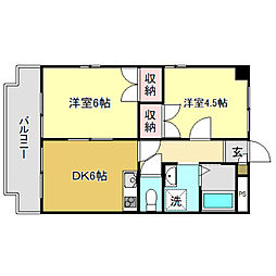 カームリヴ 2DKの間取図画像