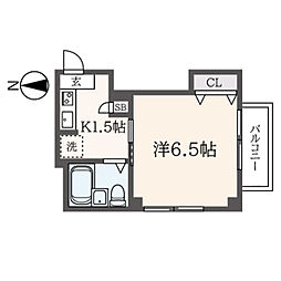 ポートライフ・ケイ 5階1Kの間取り