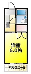 三海ハイム 1Kの間取図画像