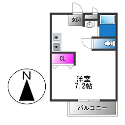 さくらハイツ 1Kの間取図画像