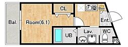 パシフィックレジデンス江北 1Kの間取図画像