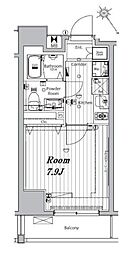 メイクスデザイン門前仲町リバープレイス 1Kの間取図画像