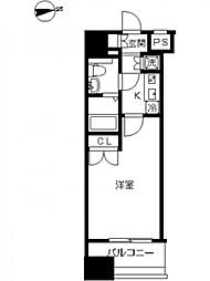ヴィーダ・スカイコート品川 1Kの間取図画像