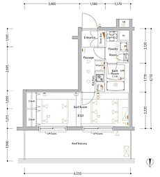 GRAN PASEO本羽田 1Kの間取図画像