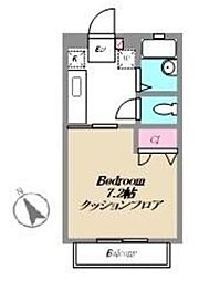 ドエル東林間 1Kの間取図画像