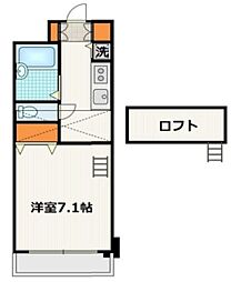 プルミエ 6階1Kの間取り