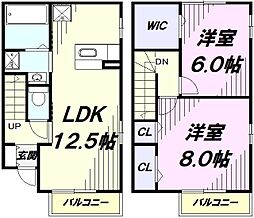 グランデフラワー 1階2LDKの間取り