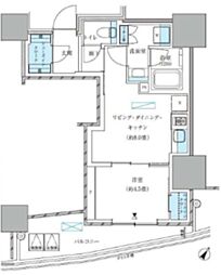 パークアクシス五反田スカイタワー 1LDKの間取図画像