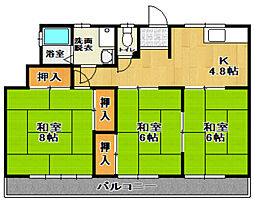 サンハイツ昭和 3Kの間取図画像