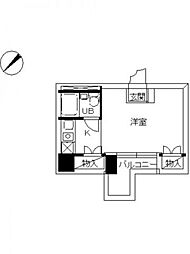 スカイコート立川2 ワンルームの間取図画像