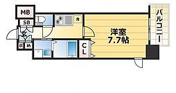 ピアグレース神戸 6階1Kの間取り