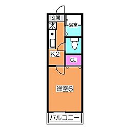 パークサイドハイツ 1Kの間取図画像