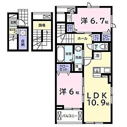 アヴァンセIII 3階2LDKの間取り