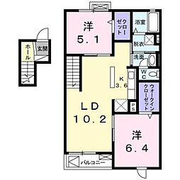 スカイホームグリーンヒル 2LDKの間取図画像