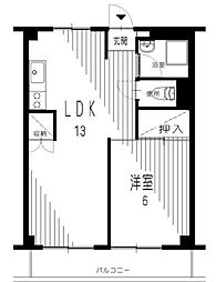 平沢ハイツ 3階1LDKの間取り