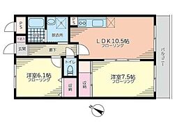 ハーベスト参番館 2LDKの間取図画像