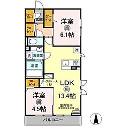 フェリーチェ 3階2LDKの間取り