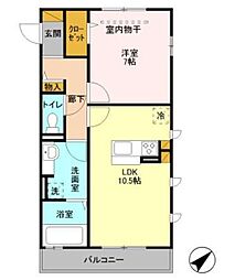 ディアコートM 1LDKの間取図画像