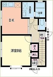 シャローム千歳Ｂ 2階1DKの間取り