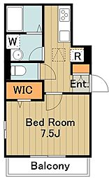 エバーガーデン 2階1Kの間取り