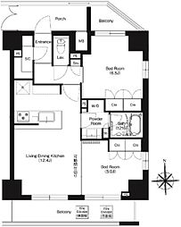 HF正光寺赤羽レジデンス2 2LDKの間取図画像