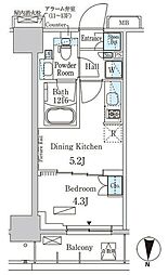 パークアクシス両国スクエア 7階1DKの間取り