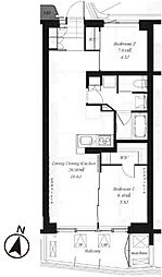 代々木参宮橋テラス 2階2LDKの間取り