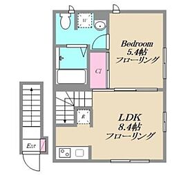 カーサ ビアンカ トキワダイ 2階1LDKの間取り