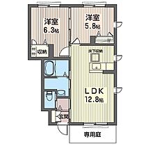 グリーン・ヴィラ 00101 ｜ 栃木県那須塩原市太夫塚２丁目198-3（賃貸アパート2LDK・1階・53.93㎡） その2