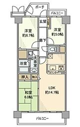 東武野田線 馬込沢駅 徒歩19分の賃貸マンション 6階3LDKの間取り