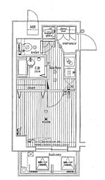 ミリオンガーデン早稲田 2階1Kの間取り