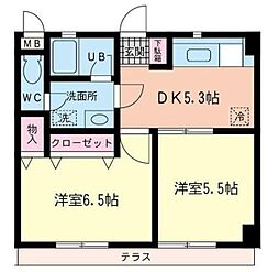 エクセルハイム松本 2DKの間取図画像