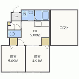 ツインリッチ別府 2DKの間取図画像
