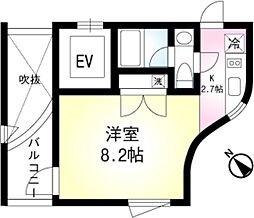 corte 4階1Kの間取り