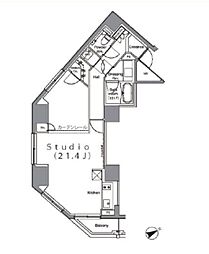 パークハビオ麻布台 ワンルームの間取図画像