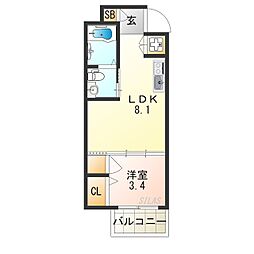 南海線 粉浜駅 徒歩3分の賃貸アパート 2階1LDKの間取り