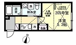 ベイルーム中央林間 1Kの間取図画像