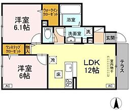 ルシェリア 2LDKの間取図画像