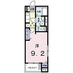 パフュームIII 2階1Kの間取り