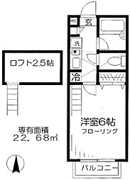 パークフロント北綾瀬A 1Kの間取図画像